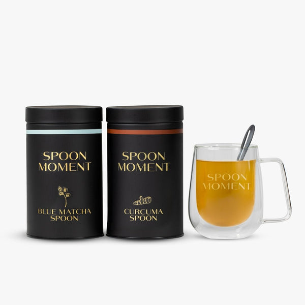 Zen &amp; Schlaf-Set | Blauer Matcha, Kurkuma &amp; Glas